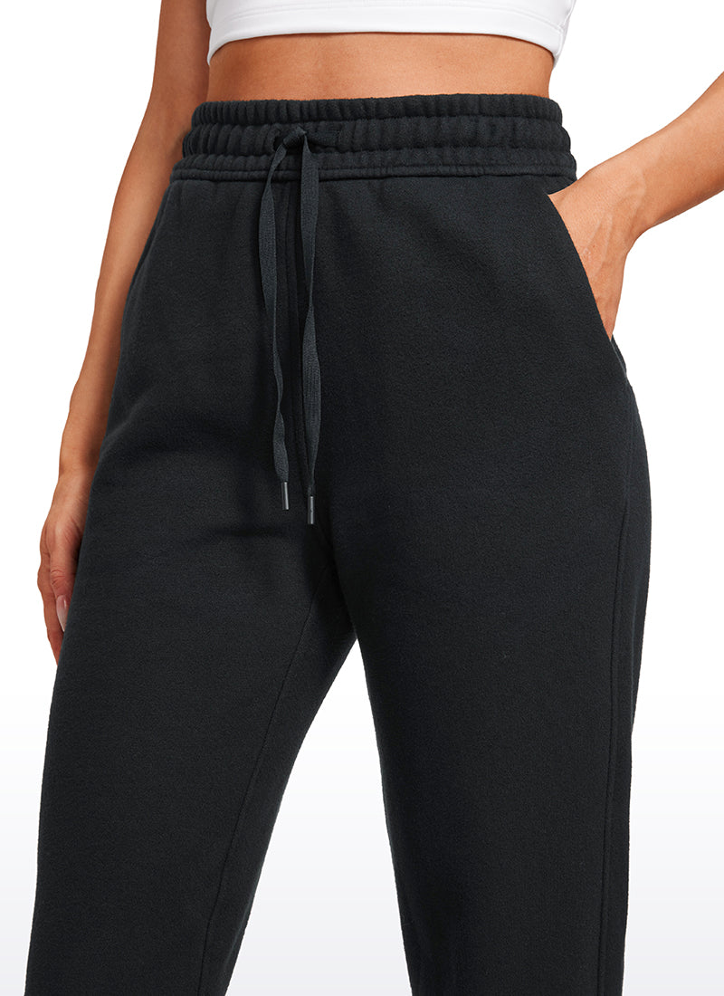 CRZ YOGA Womens Cotton Fleece Lined High Rise Sweatpants Joggers 28'' Black