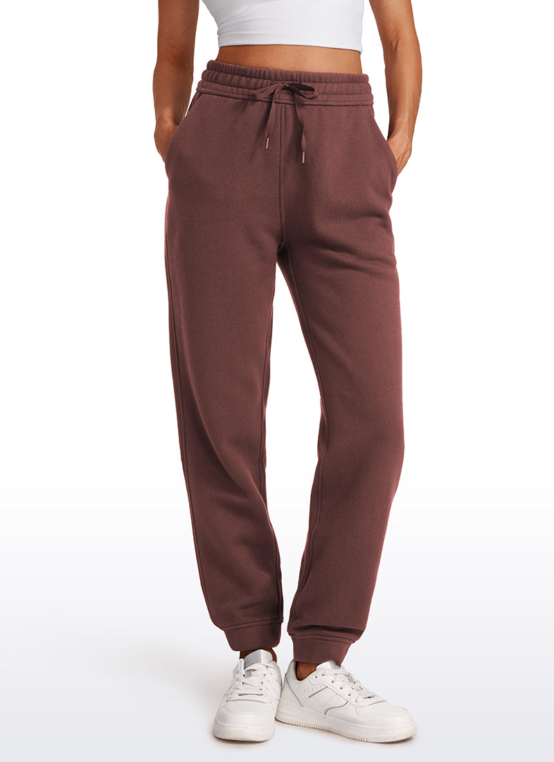 Cotton Fleece Lined High Rise Sweatpants 28''