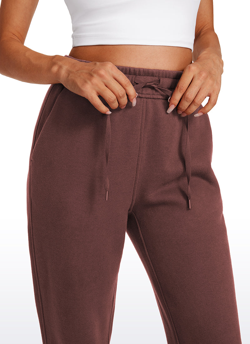 CRZ YOGA Womens Cotton Fleece Lined High Rise Sweatpants Joggers 28'' Taupe