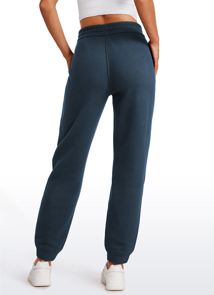 CRZ YOGA Womens Cotton Fleece Lined High Rise Sweatpants Joggers 28'' Ink Blue