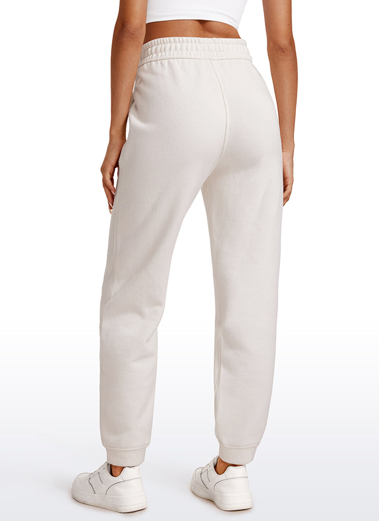 CRZ YOGA Womens Cotton Fleece Lined High Rise Sweatpants Joggers 28'' Milky White