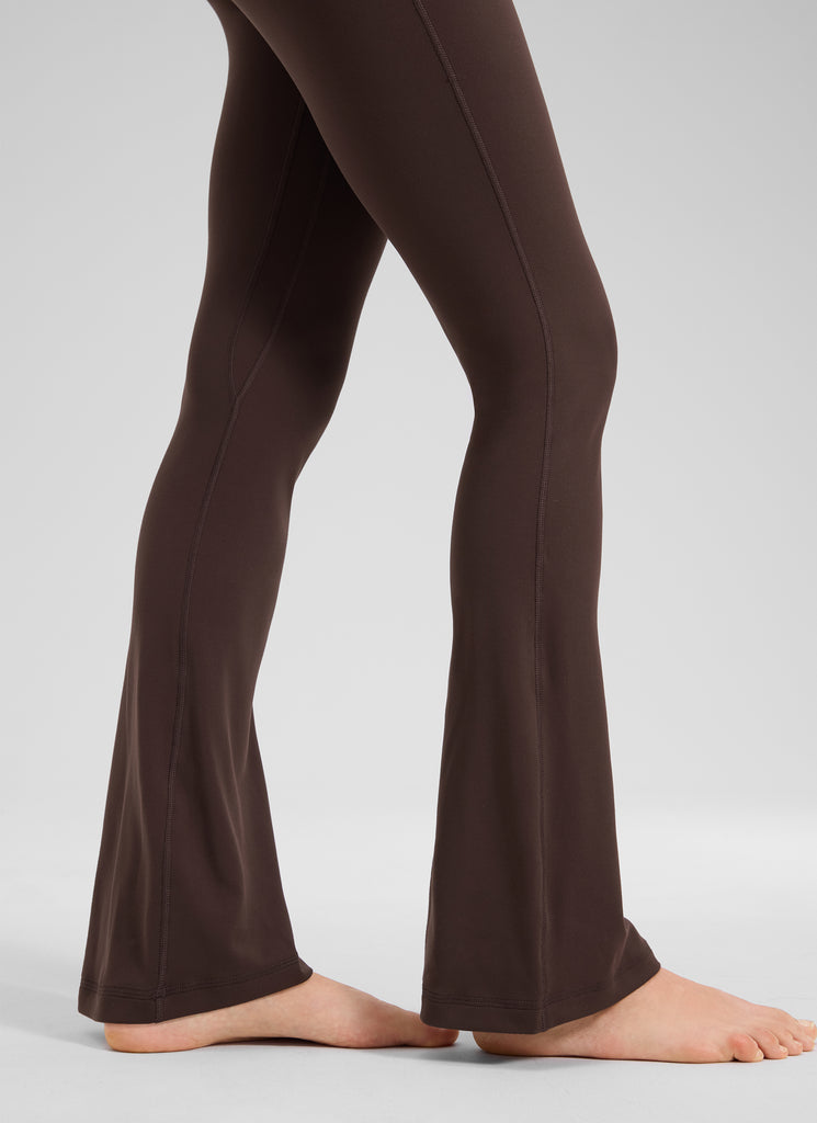 CRZ YOGA Women  Butterluxe High Waist Pockets Mini Flared Leggings 30" Coffee Brown