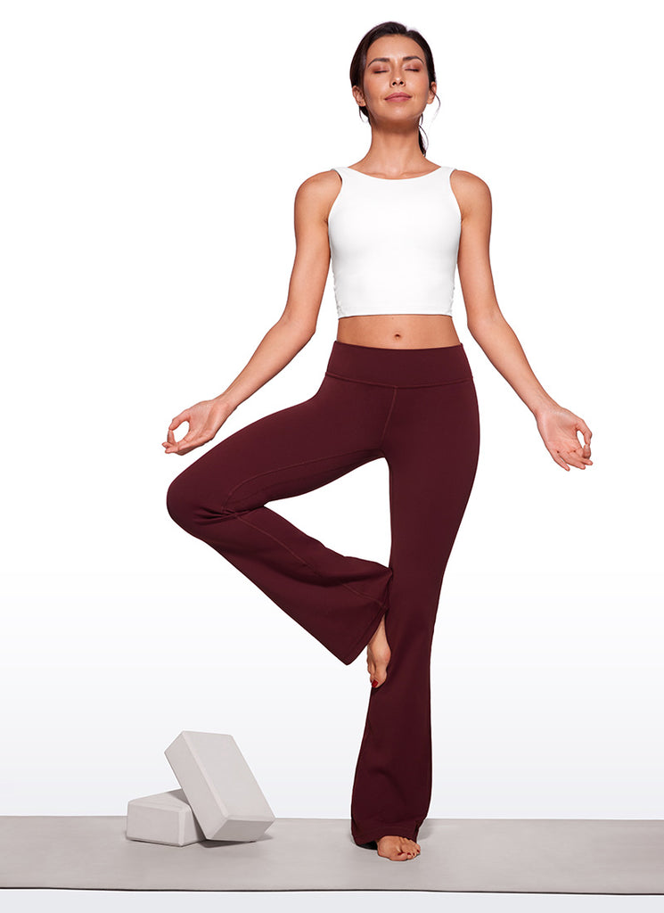 CRZ YOGA Womens Butterluxe Low Rise Flare Leggings 32" Red Merlot