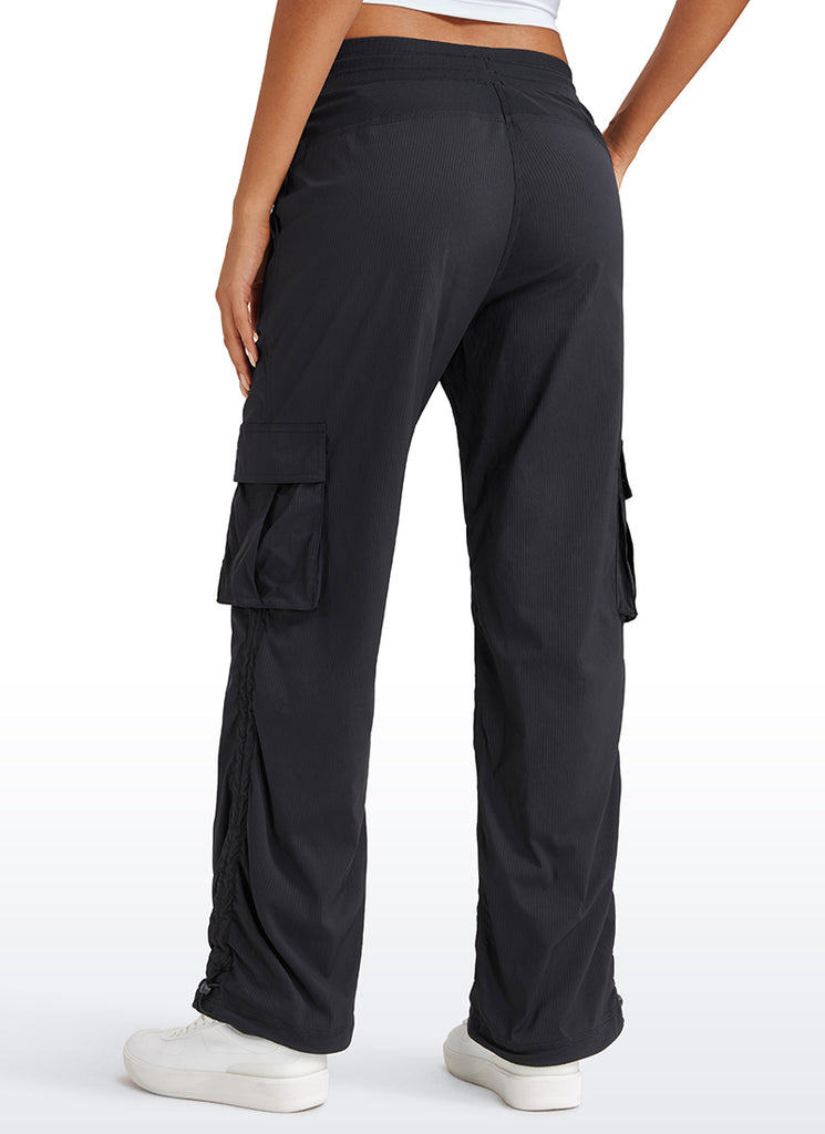 CRZ YOGA  Lightweight Workout Straight Leg Pocket Casual Cargo Pants Black