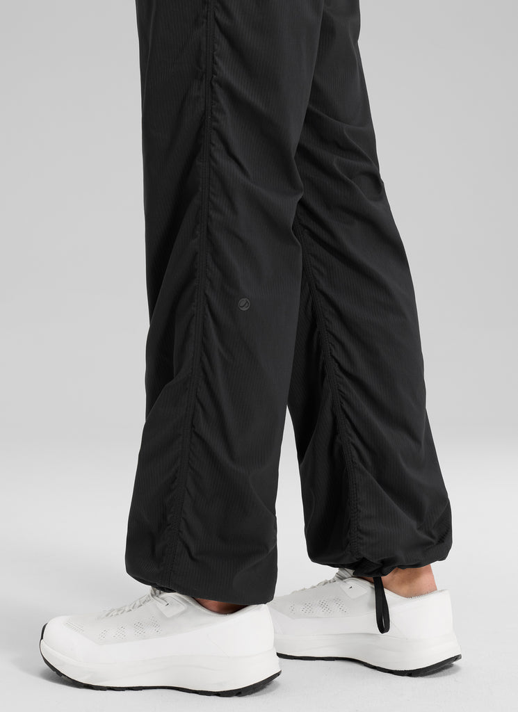 CRZ YOGA Women's Casual Mid Rise Drawstring Pocket Straight Leg Pant Black