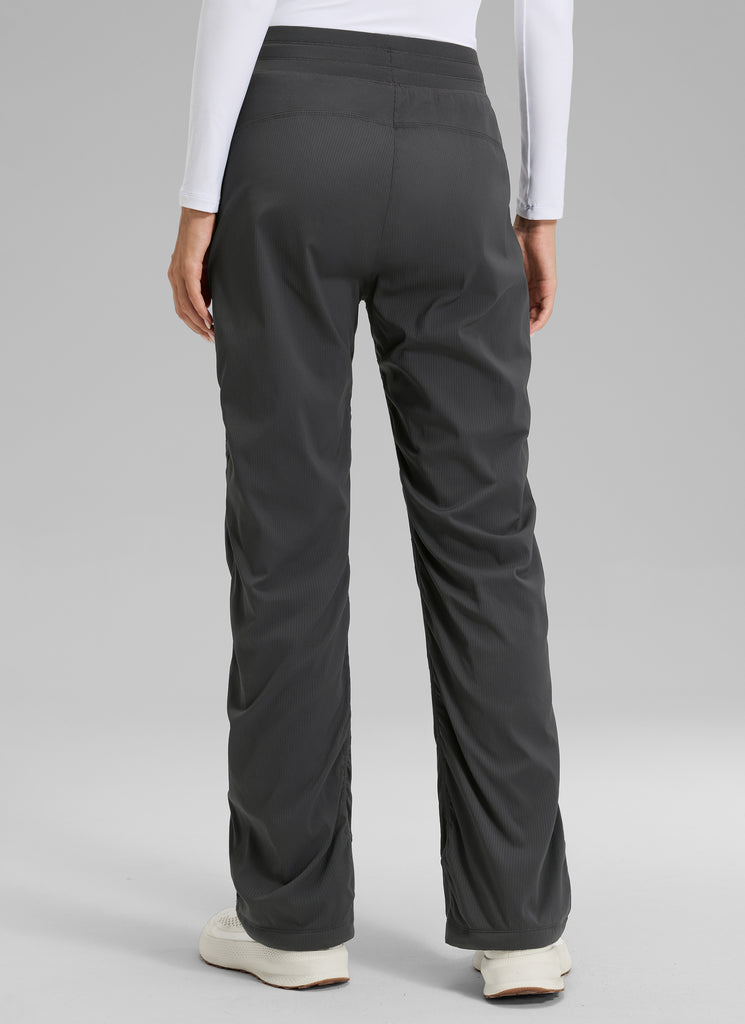 CRZ YOGA Women's Casual Mid Rise Drawstring Pocket Straight Leg Pant Ink Gray