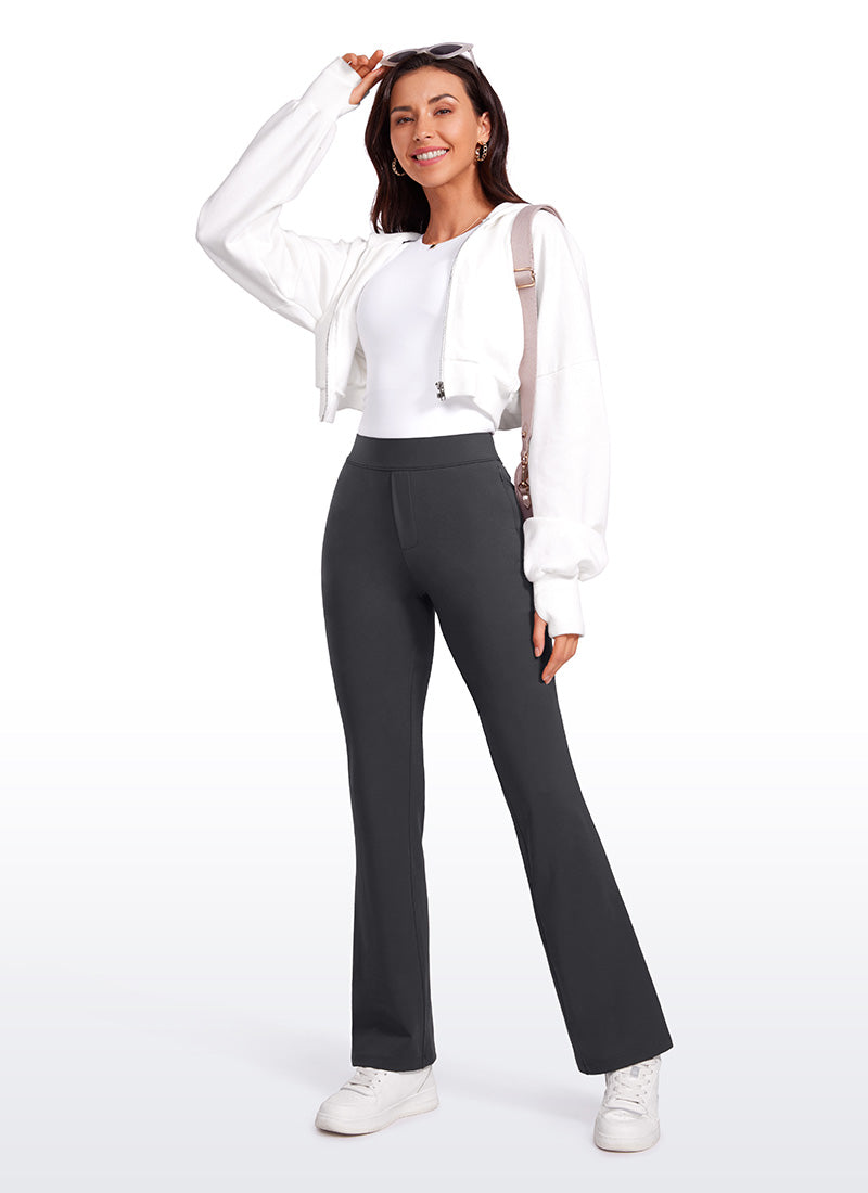 CRZ YOGA Womens Flare Pants Casual High Waisted with Zip Pockets