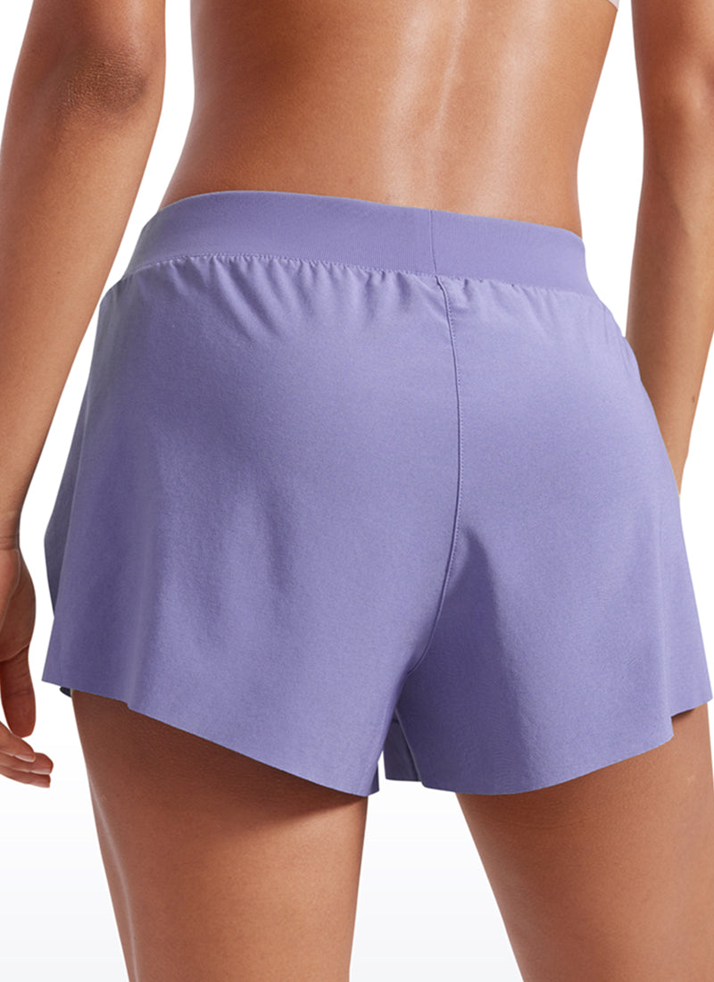 CRZ YOGA Women's Running Low Waisted V Split Mesh Lined Shorts 3