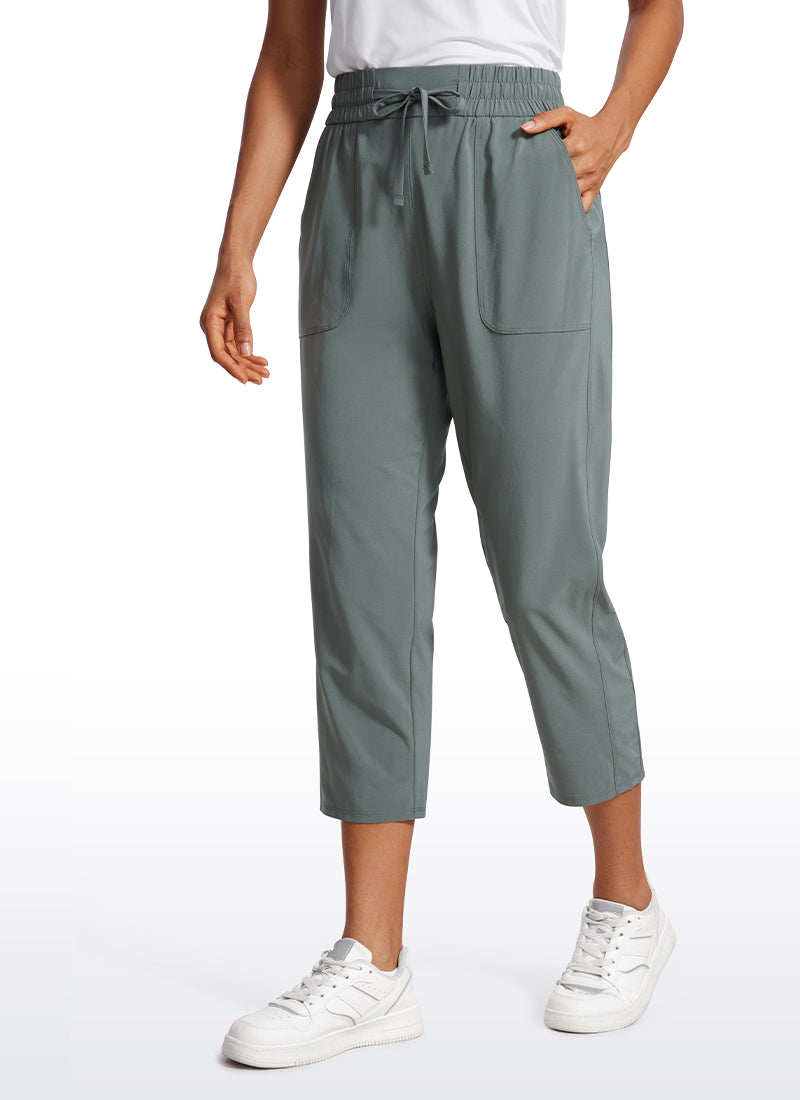 CRZ YOGA Women's Casual Slim Fit Cropped Pants with Pockets 23'' Grey Sage