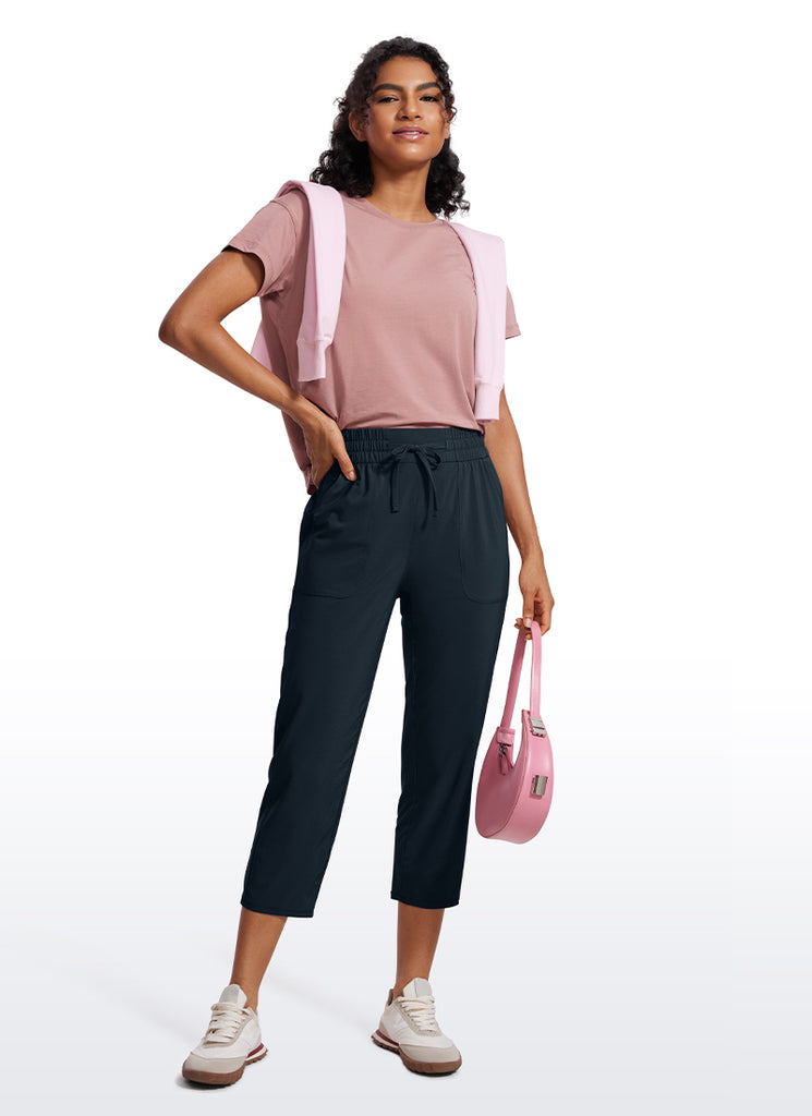 CRZ YOGA Women's Casual Slim Fit Cropped Pants with Pockets 23'' Grey Sage