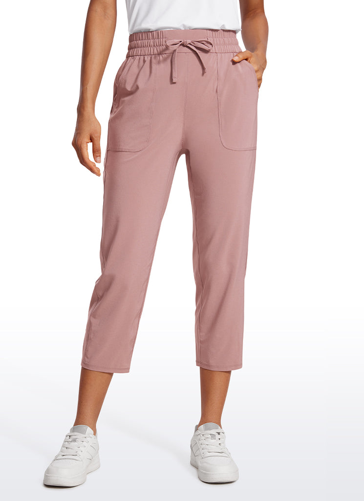 CRZ YOGA Women's Casual Slim Fit Cropped Pants with Pockets 23'' Twilight Rose Pink