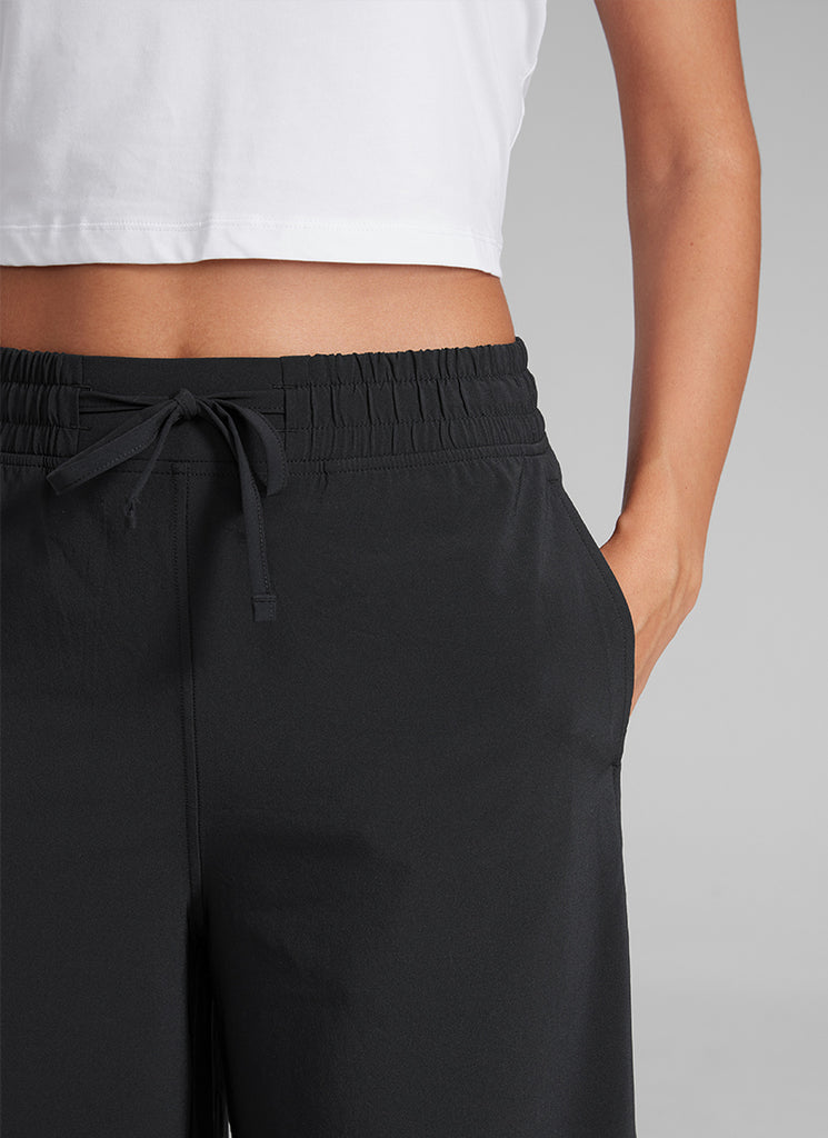 CRZ YOGA Women's  Causal High Waisted Wide Leg Pockets Pants 25'' Black