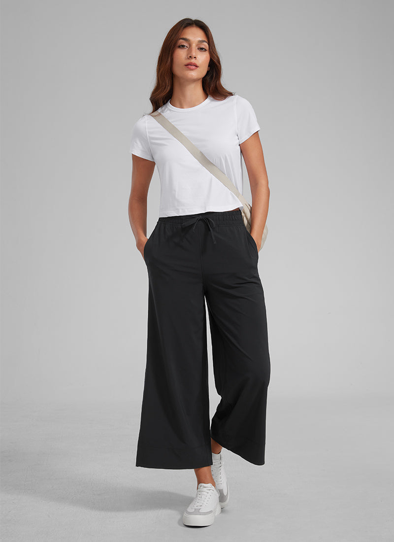 CRZ YOGA Women's Causal High Waisted Wide Leg Pockets Pants 25