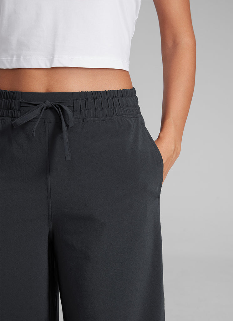 CRZ YOGA Women's  Causal High Waisted Wide Leg Pockets Pants 25'' Platinum Grey