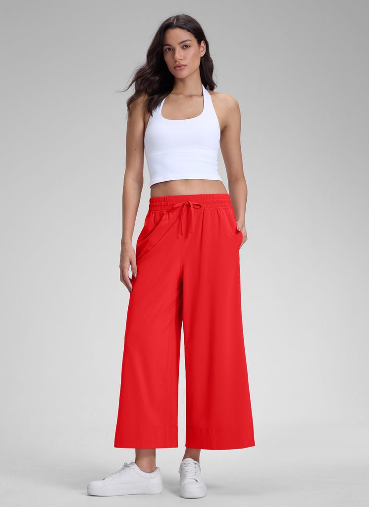 CRZ YOGA Women's  Causal High Waisted Wide Leg Pockets Pants 25'' Graphite Grey