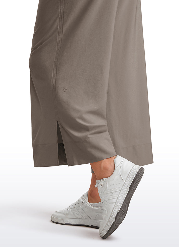 CRZ YOGA Women's  Causal High Waisted Wide Leg Pockets Pants 25'' Deep Red