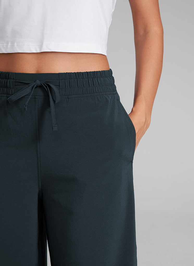 CRZ YOGA Women's  Causal High Waisted Wide Leg Pockets Pants 25'' Black