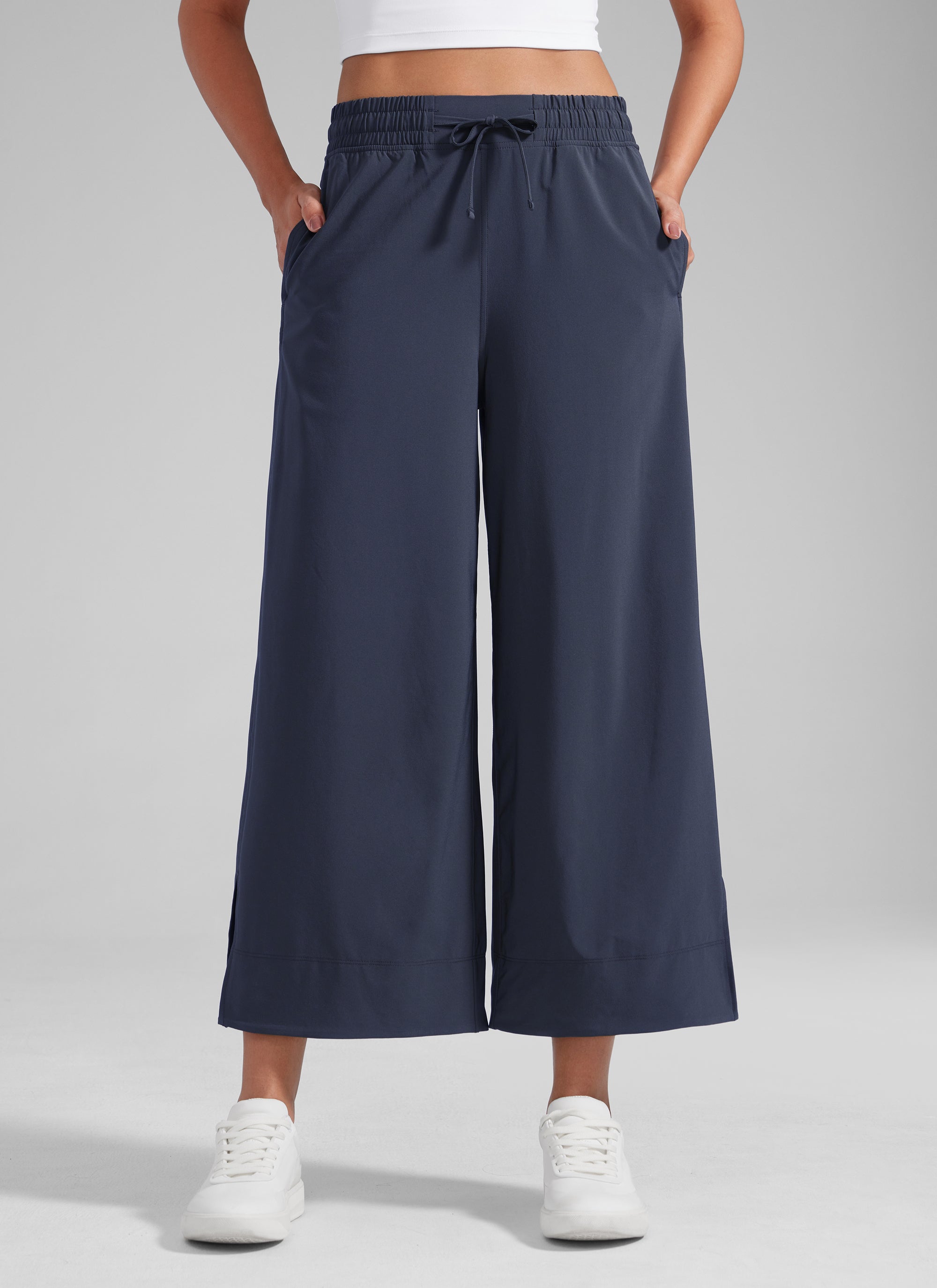 CRZ YOGA Women's Causal High Waisted Wide Leg Pockets Pants 25