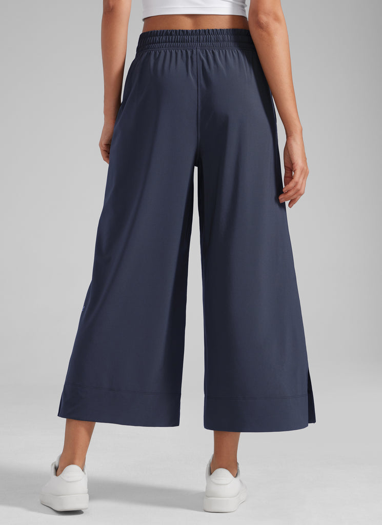 CRZ YOGA Women's  Causal High Waisted Wide Leg Pockets Pants 25'' Navy