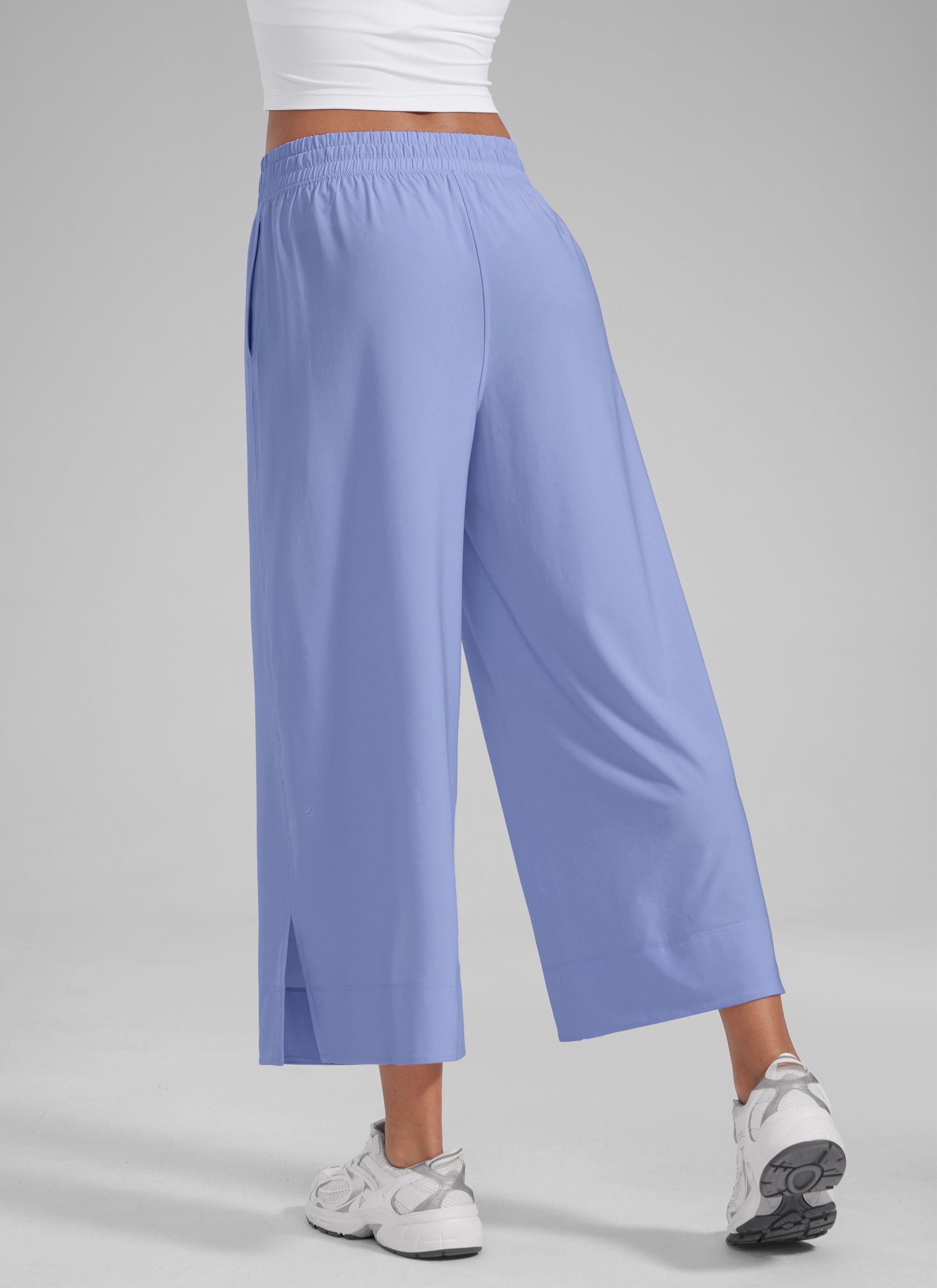 CRZ YOGA Women's  Causal High Waisted Wide Leg Pockets Pants 25'' Periwinkle Purple