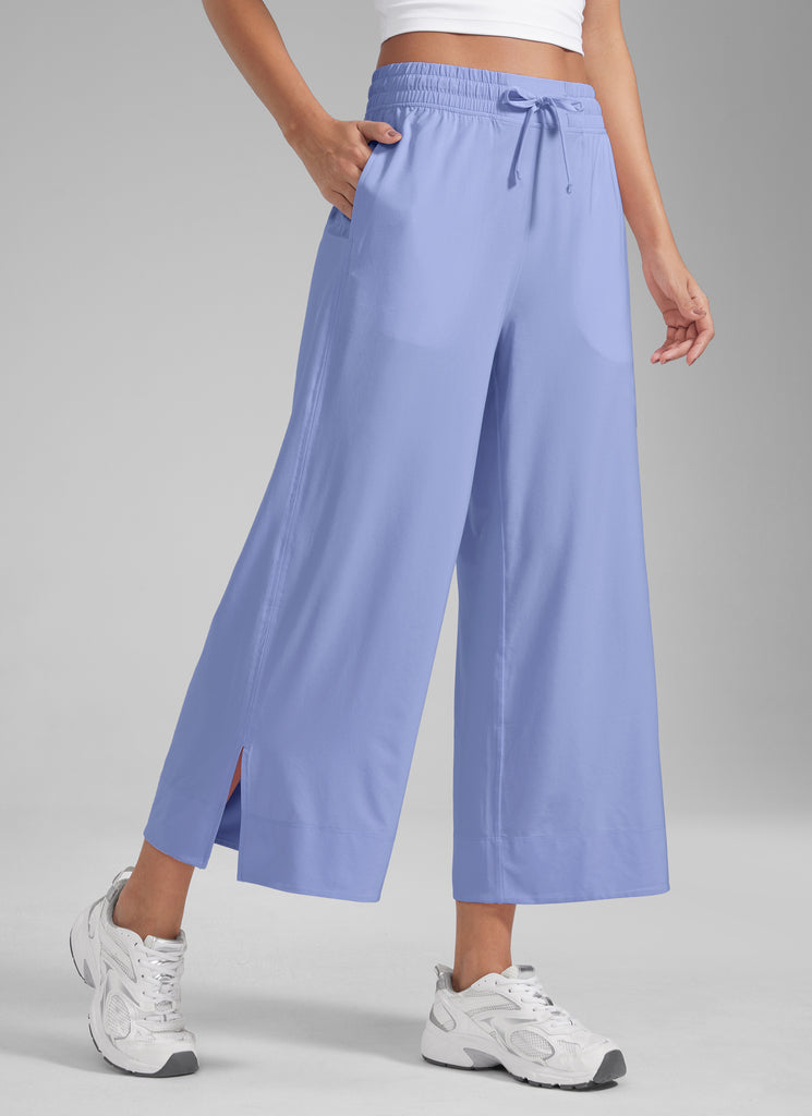 CRZ YOGA Women's  Causal High Waisted Wide Leg Pockets Pants 25'' Deep Red