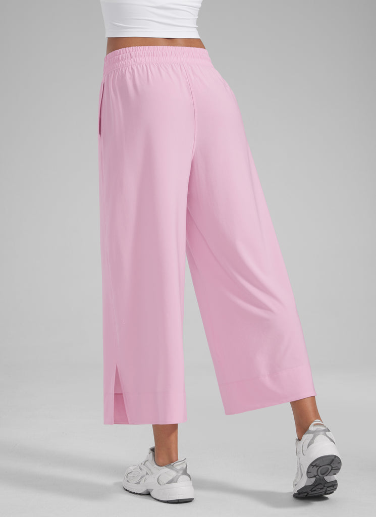 CRZ YOGA Women's  Causal High Waisted Wide Leg Pockets Pants 25'' Pink Peony