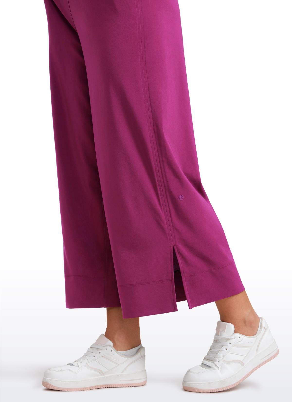 CRZ YOGA Women's  Causal High Waisted Wide Leg Pockets Pants 25'' Magenta Purple