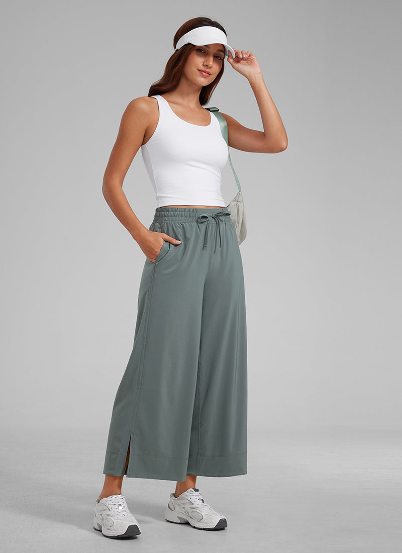 CRZ YOGA Women's Causal High Waisted Wide Leg Pockets Pants 25