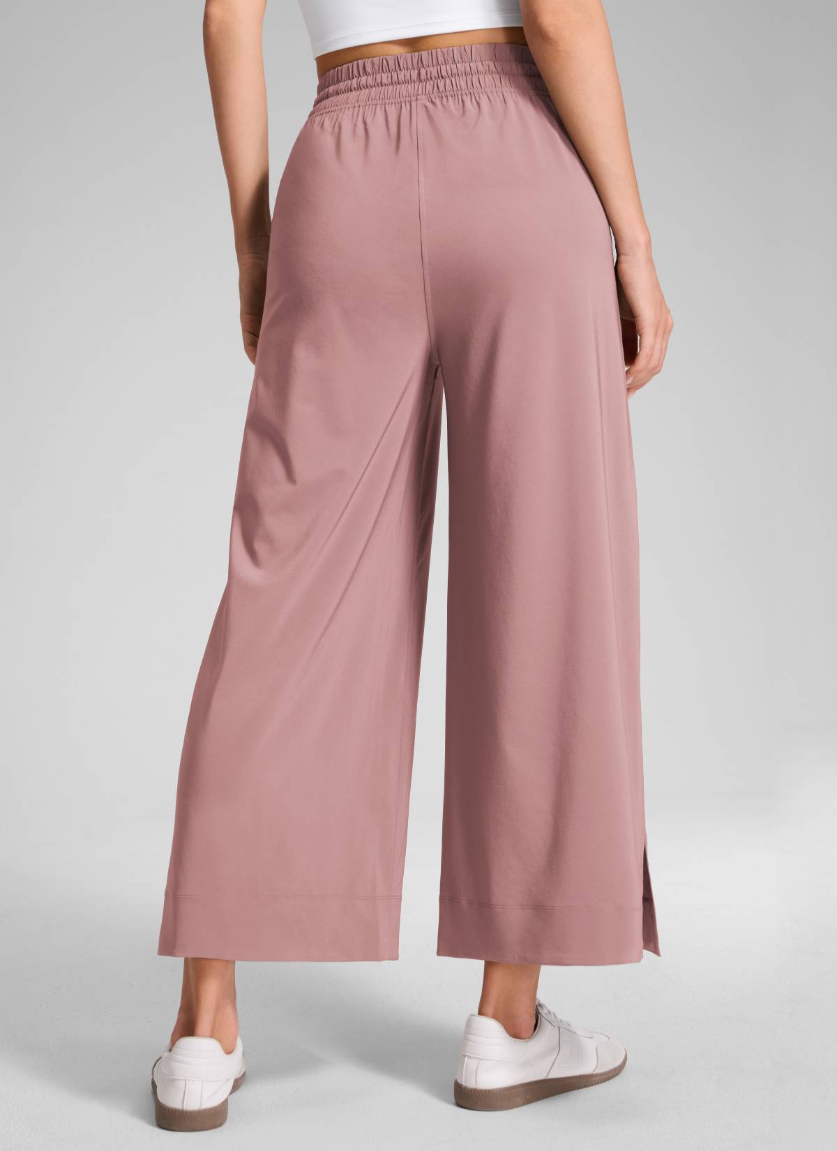 CRZ YOGA Women's  Causal High Waisted Wide Leg Pockets Pants 25'' Twilight Rose Pink