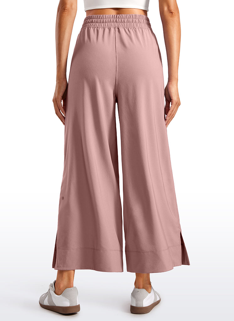 CRZ YOGA Women's  Causal High Waisted Wide Leg Pockets Pants 25'' Black