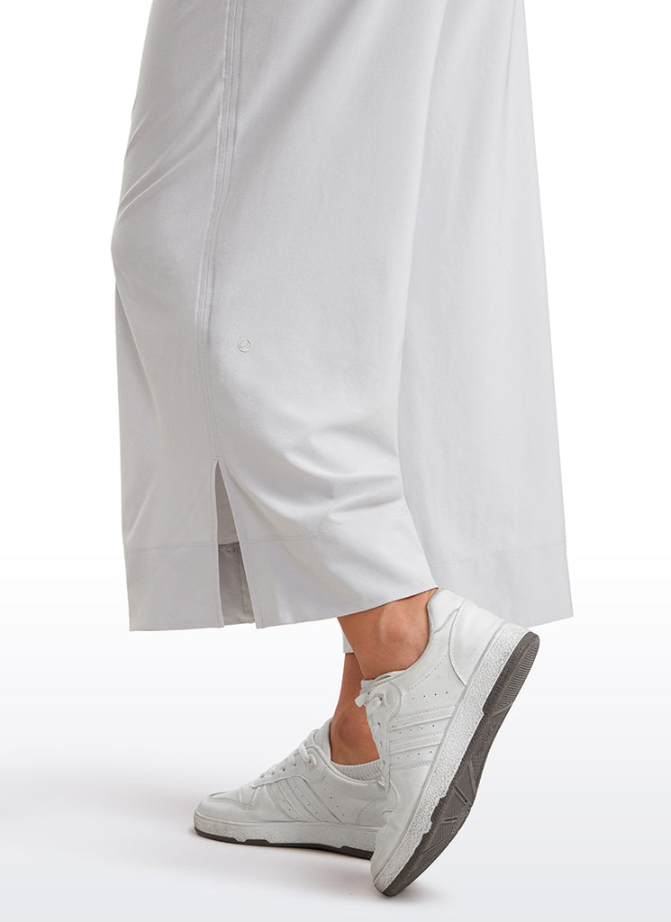 CRZ YOGA Women's  Causal High Waisted Wide Leg Pockets Pants 25'' True Navy