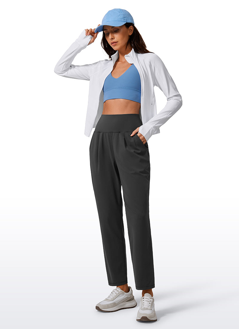 CRZ YOGA Butterlift Women's Casual High Rise Pleated Pants 27'' Black