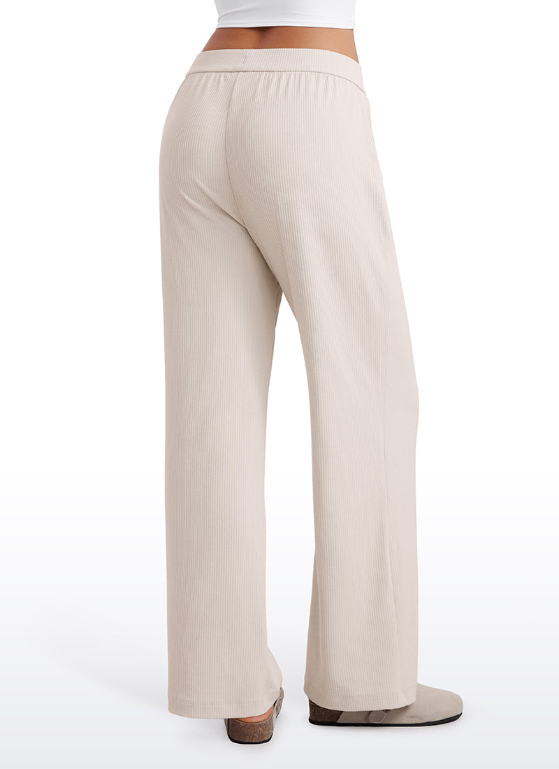 Ribbed High Rise Wide Leg Sweatpants with Pockets 30.5