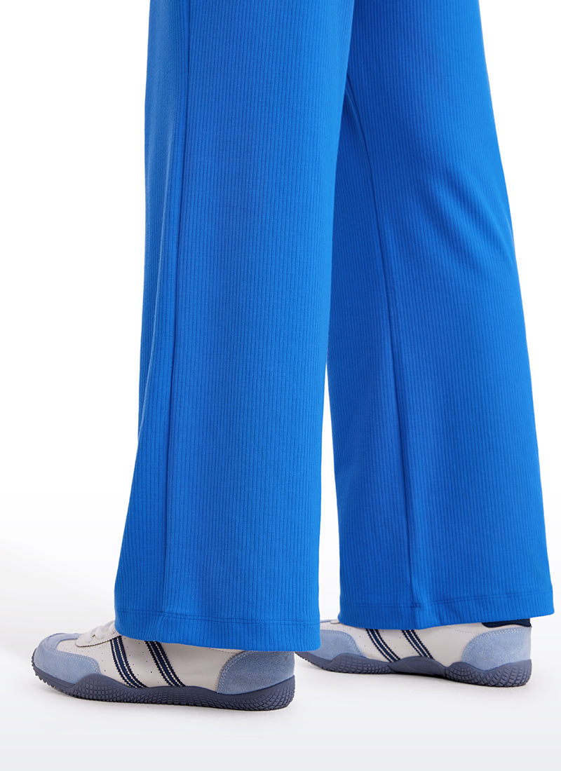 Ribbed High Rise Wide Leg Sweatpants with Pockets 30.5