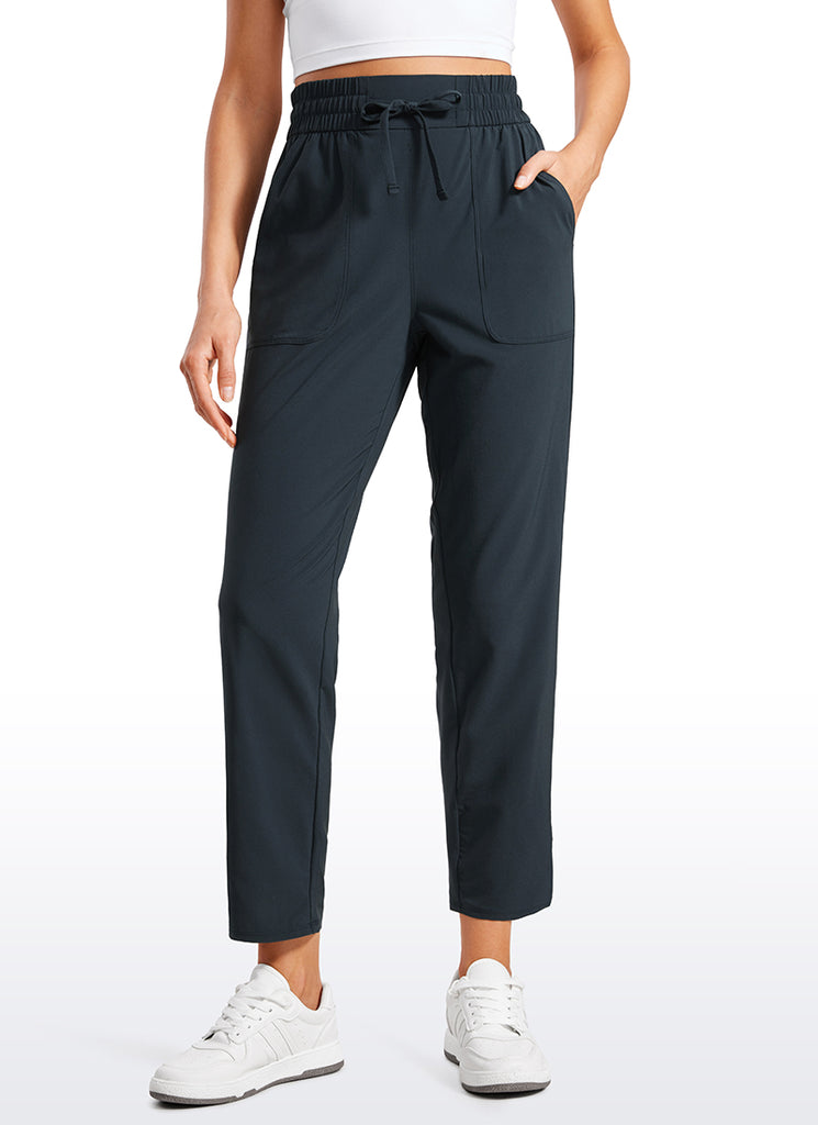 CRZ YOGA Women's Casual Workout Pants Mid Rise with Pockets 27" Black