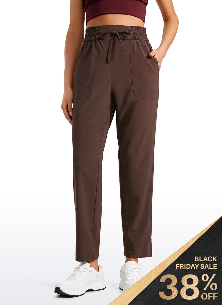 CRZ YOGA Women's Casual Workout Pants Mid Rise with Pockets 27" Hot Fudge Brown