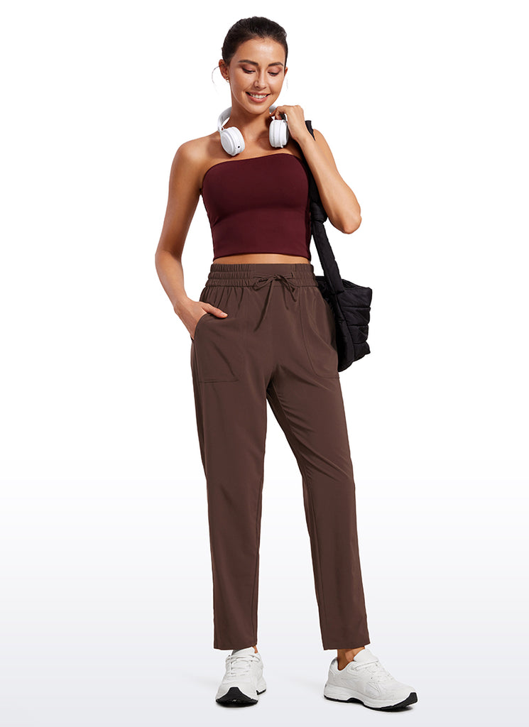CRZ YOGA Women's Casual Workout Pants Mid Rise with Pockets 27" Hot Fudge Brown
