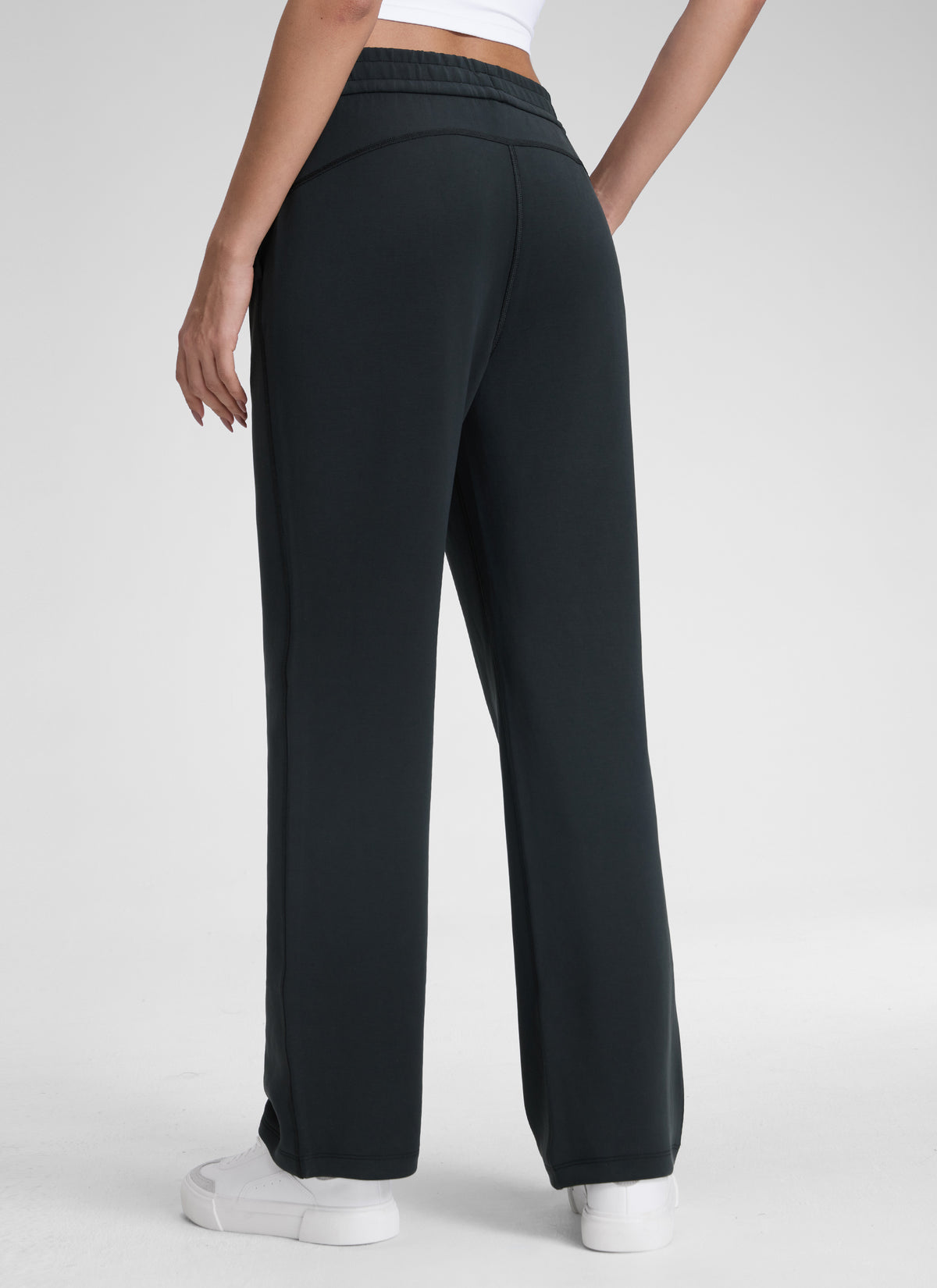 CRZ YOGA Women's SoftAura High Rise Wide Leg Pants with Pockets 31'' Black @model_info:J