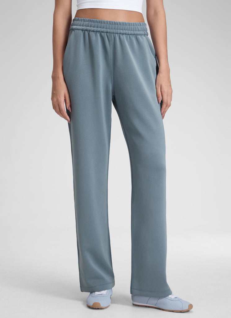 CRZ YOGA Women's SoftAura High Rise Wide Leg Pants with Pockets 31'' Belgian Blue