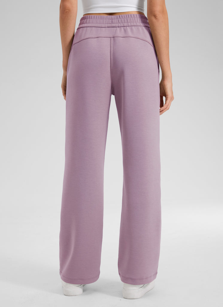 CRZ YOGA Women's SoftAura High Rise Wide Leg Pants with Pockets 31'' Light Lavender