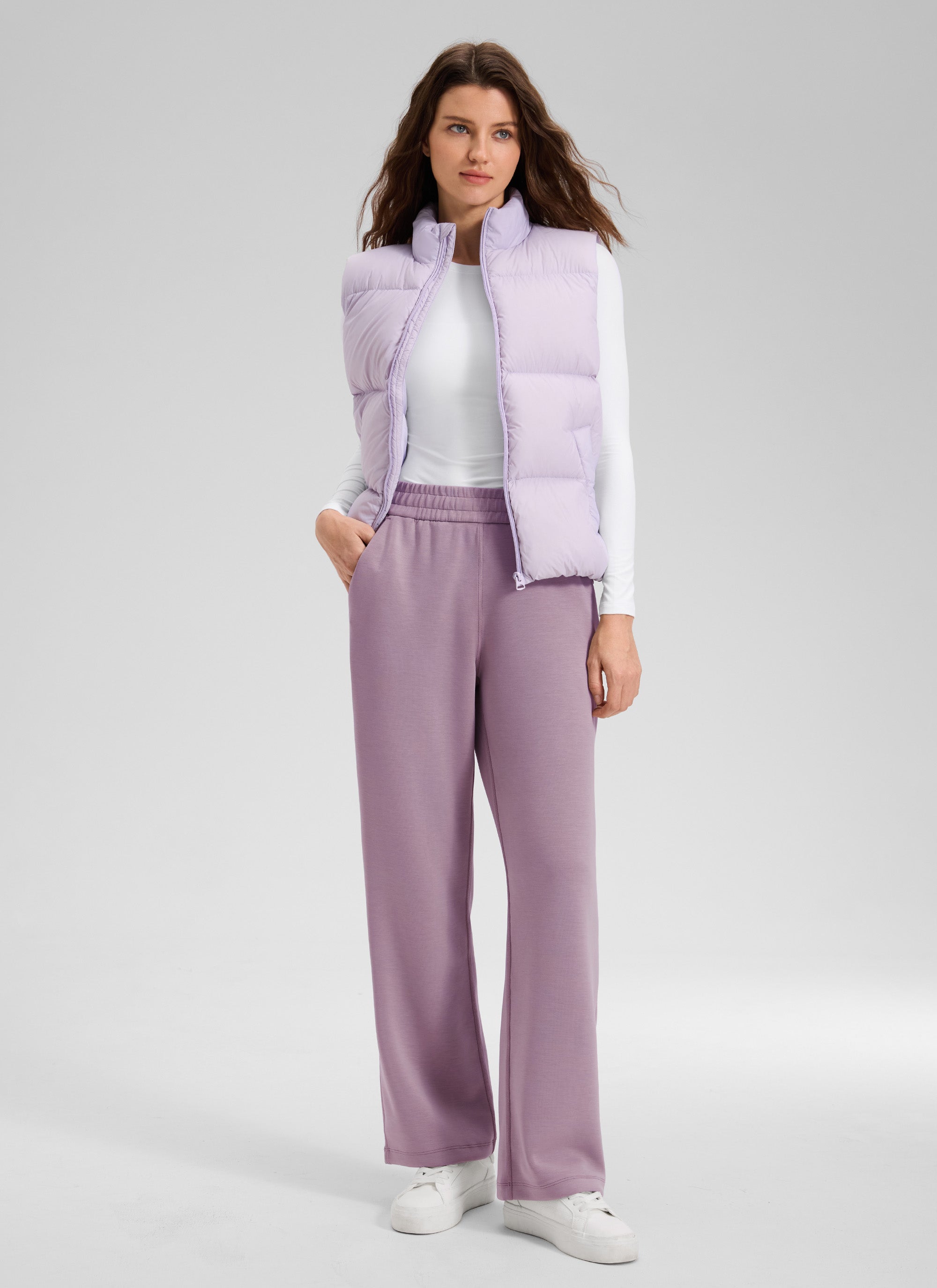 CRZ YOGA Women's SoftAura High Rise Wide Leg Pants with Pockets 31
