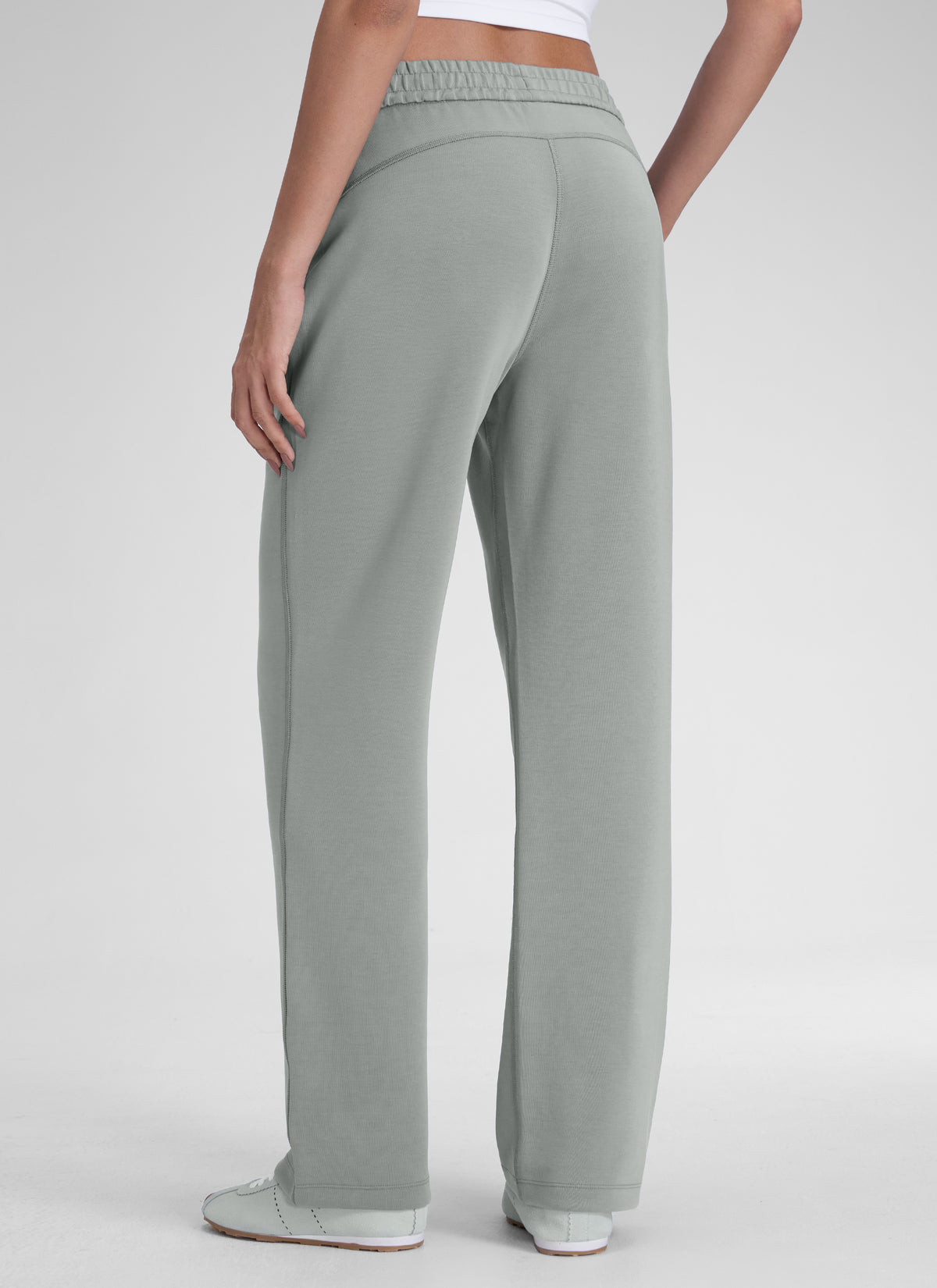 CRZ YOGA Women's SoftAura High Rise Wide Leg Pants with Pockets 31'' Sterling @model_info:J