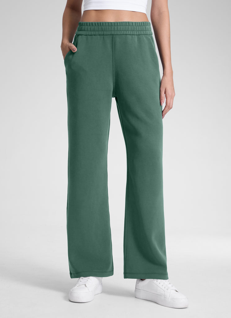 CRZ YOGA Women's SoftAura High Rise Wide Leg Pants with Pockets 31'' Dark Forest Green