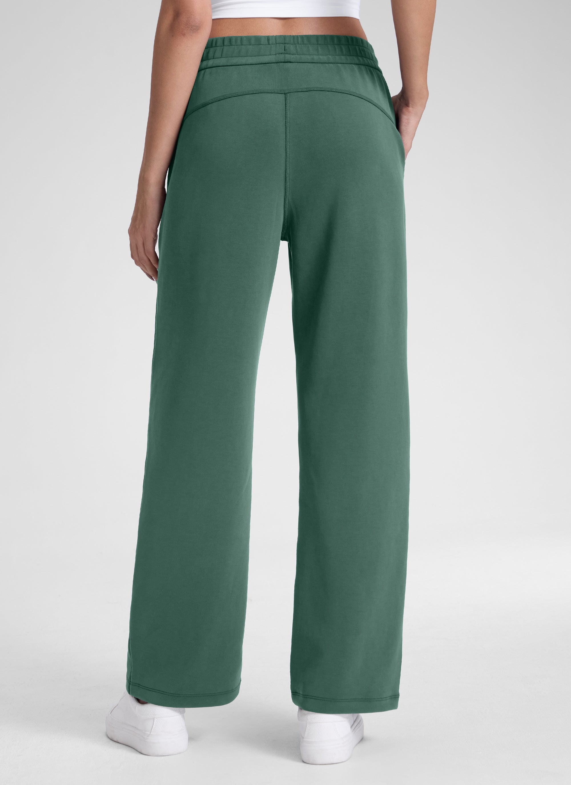 CRZ YOGA Women's SoftAura High Rise Wide Leg Pants with Pockets 31'' Dark Forest Green