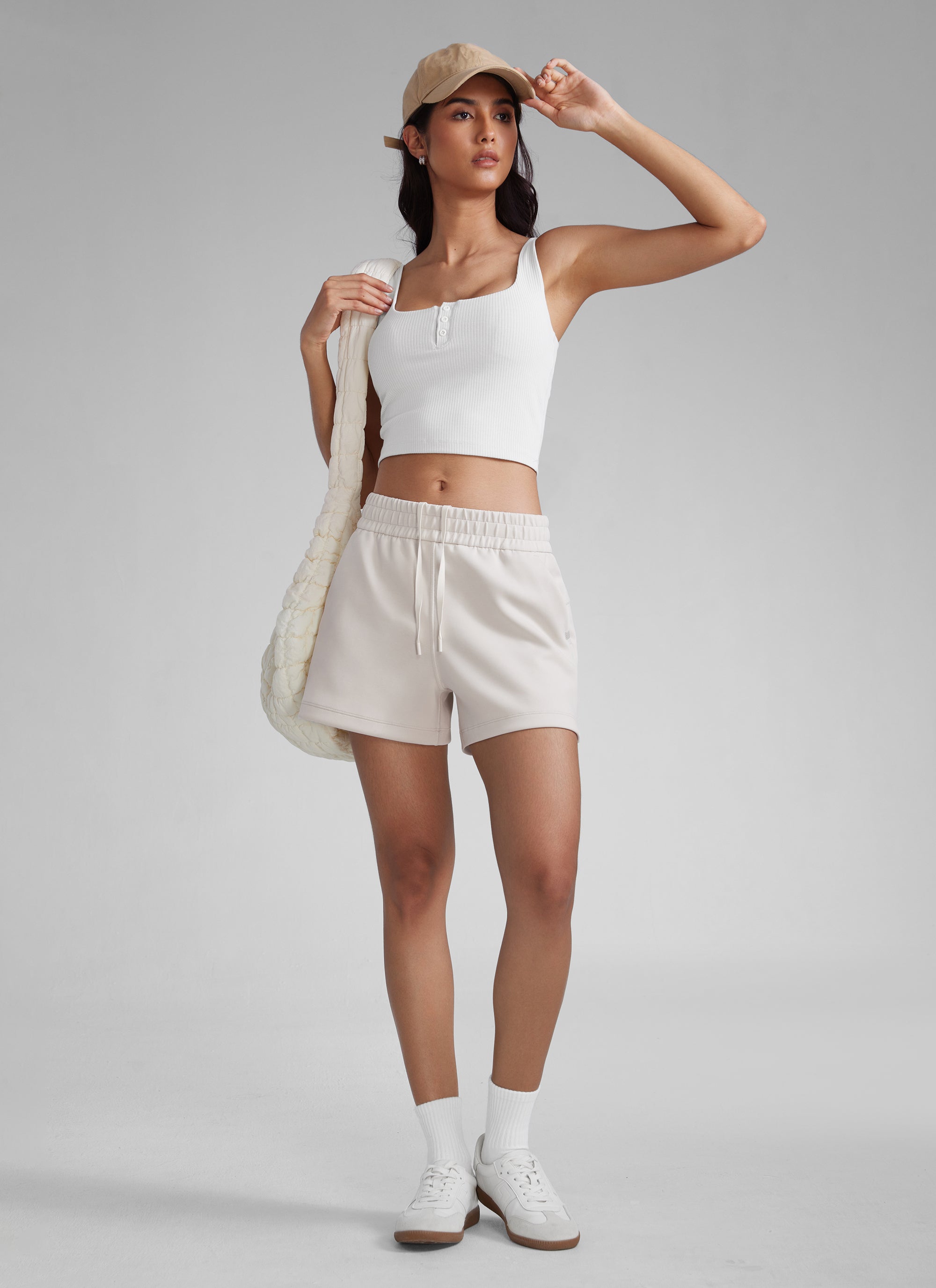 CRZYOGA Women SoftAura Sweat Shorts 4” with Pockets Drawstring