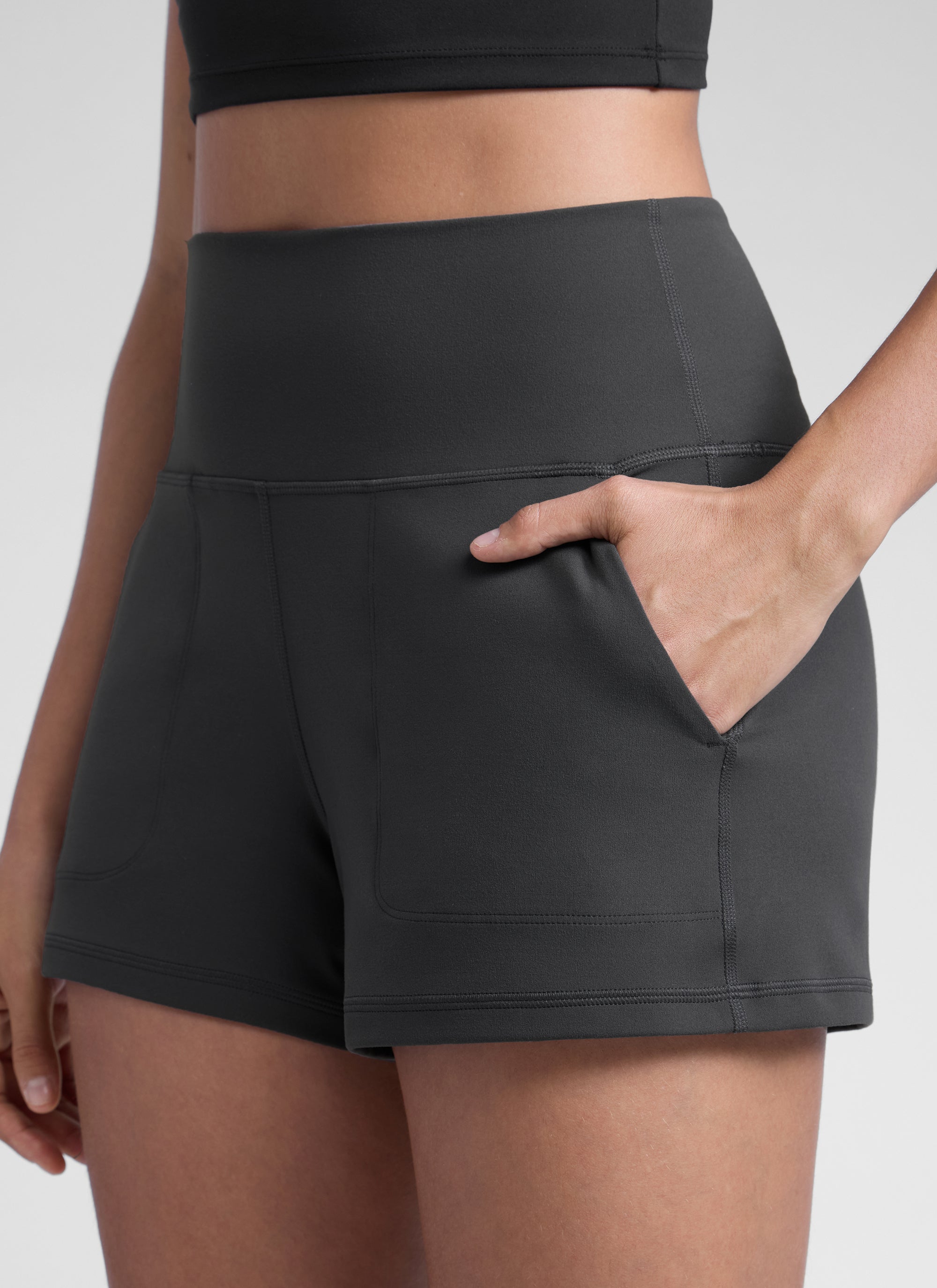 CRZ YOGA Women Butterlift High Waisted Shorts with Pockets Linerless Aurora Red