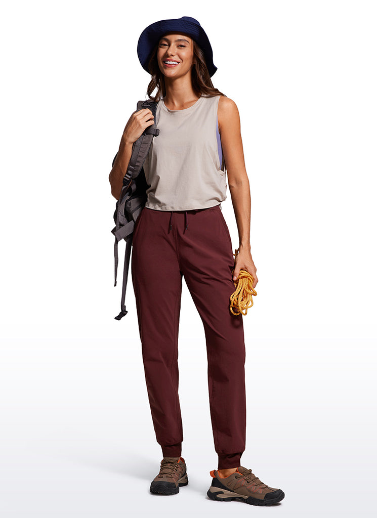 CRZ YOGA Women's Casual Workout Joggers Pants with Pockets 28.5” Hot Fudge Brown