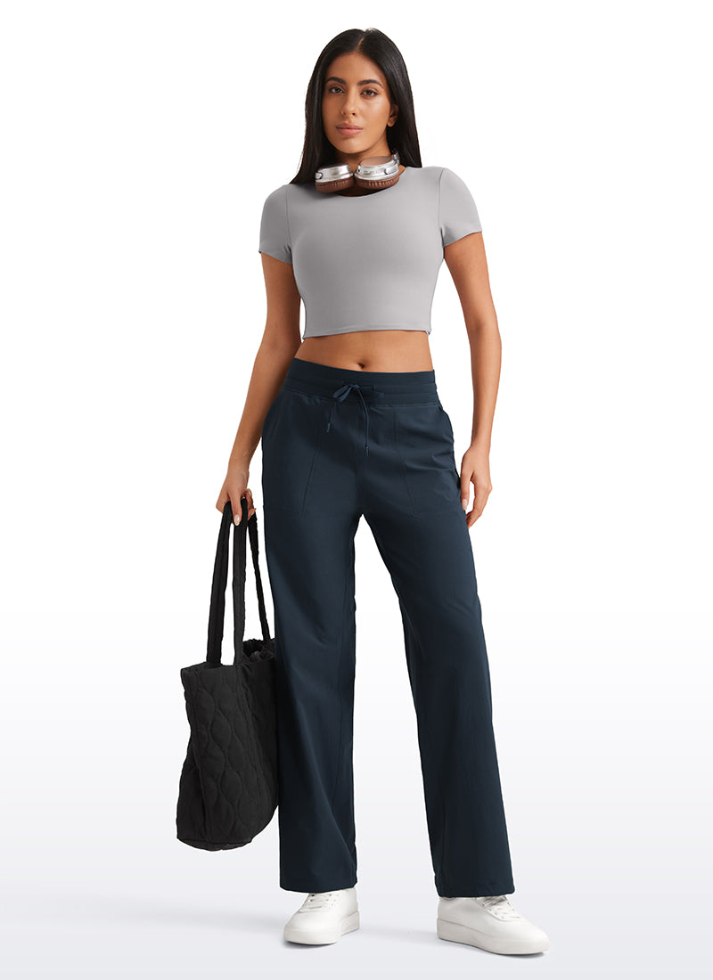 CRZ YOGA Women Stretch Straight Leg High Waisted Casual Pants 30