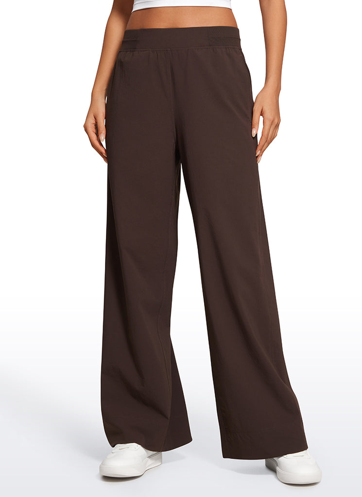 CRZ YOGA Women Stretch Wide Leg High Waisted Casual Pants 30" Light Army Green