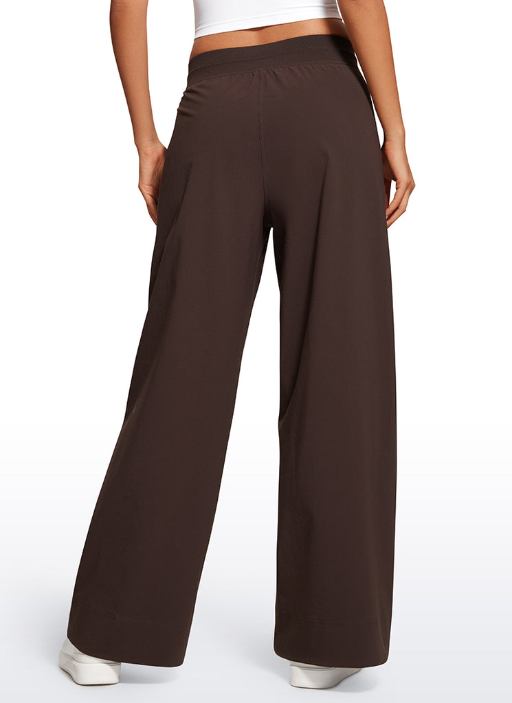 CRZ YOGA Women Stretch Wide Leg High Waisted Casual Pants 30" Light Army Green